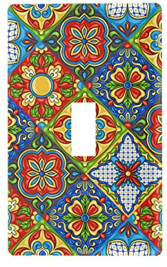 Messicano Talavera Piastrelle in ceramica inutilizzata Presa Interruttore Luce Copertura Decorativo Piastra da Parete per Interruttore Casa 11,5 x 7 cm Ornamento Folk Ceramica Etnica