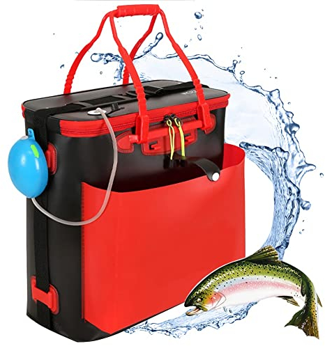 DYK&NX wasserdichte Angel Tasche, Multifunktionaler Behälter Für Lebende Angelköder, Tragbarer Angeleimer, Eva Spinntasche Mit Tragegriff Schultergurt, Für Bootsangeln Spinnfischen (Size : 52)