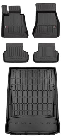 OMAC Fußmatten & Kofferraumwanne Set kompatibel mit BMW 5er G30 2017-2024 Gummi Schwarz 5X