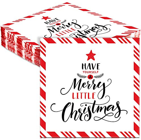 40 Stück Weihnachten Servietten Party Servietten Weihnachten Papierservietten Gast Servietten Dekorativ Einweg Servietten für Winter Feiertag Geburtstag Tischdeko (Wort Stil)