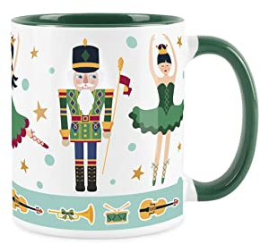 Purely Home Nutcracker Mug - White & Green Christmas Festive Coffee/Tea Gift 11oz