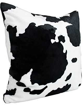 Haus und Deko Kissenbezug 50x50 cm Kuh-Fell Optik, Schwarz-Weiß, dekorative Kissenhülle für Wohnzimmer, Schlafzimmer, Kinderzimmer, Dekokissen Sofa, Kopfkissenbezug, Autokissen