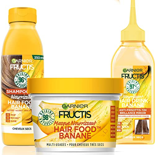 Garnier - Fructis Hair Food – Routine Haarpflege mit Banane für trockenes und sehr trockenes Haar – 97% Inhaltsstoffe natürlichen Ursprungs