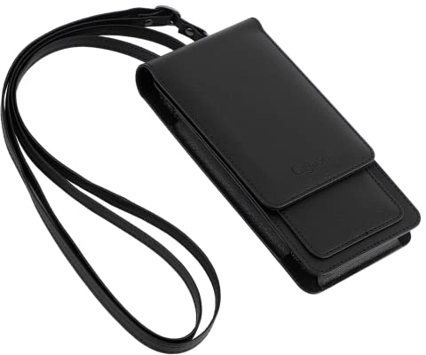 Gigaset Phone Bag - Smartphone Tasche - Schutz vor Kratzern - passend für alle Gigaset Smartphones - Umhängetasche aus veganem Leder mit Gürtelclip und Umhängeband, schwarz