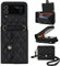 XIZYO für Samsung Galaxy Z Flip 3 Leder Crossbody Brieftasche Klapphülle mit Verstellbarem Abnehmbarem Umhängegurt, für Frauen Mädchen Niedlich Luxus Handyhülle mit Kartenhalter, Schwarz