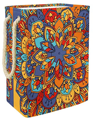 Mandala psychedelischer Henna-Wäschekorb, groß, personalisierbar, mit Griffen, Aufbewahrung von Kleidung im Schlafzimmer, Badezimmer, Wohnheim