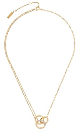 Olivia Burton Women's CLASSIC CRYSTAL INTERLINK Collection Necklace in Light Yellow Gold with Intertwined Rings and Crystals - 24100002