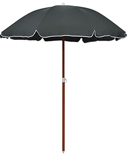 Homgoday Sombrilla con poste de acero de 180 cm, color antracita, sombrilla de jardín, playa, pesca exterior, cortavientos, portátil, para balcón, terraza, exterior, piscina, Grande
