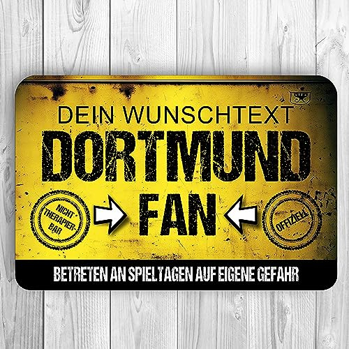 homeyourself - Holzschild Deko Schild personalisiert mit Druck/Wunschtext - Dortmund Fan Fußballschild - individualisiert 20 x 30 cm