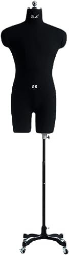 AviiSo Schaufensterpuppe Männliche Nähpuppe, höhenverstellbar, Schneiderpuppe auf Rädern (Color : Black, Size : XXL-104)