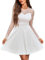 Zeagoo Langarm Kleid Damen Herbst Elegantes Abendkleid A Linie Vintage Kleider Cocktail Festliches Kleid mit Spitze Hochzeitskleid Gast XXL