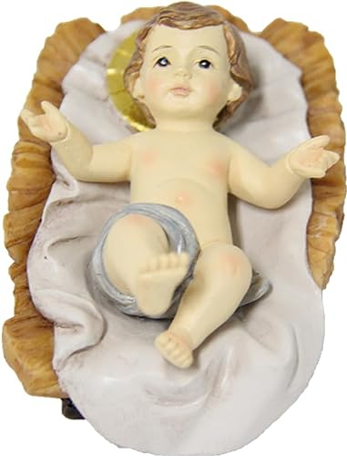 FADEDA 2X Jesuskind mit Barren/Höhe:11 cm/handbemalt/detailgetreue Krippen Figuren - Weihnachten Tisch Dekoration Krippe Zubehör