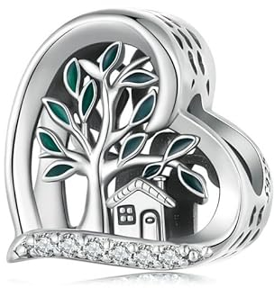 Charm albero genealogico per bracciale Pandora -Ciondolo Argento Sterling 925 Perla a cuore-Regalo gioiello per donne e ragazze