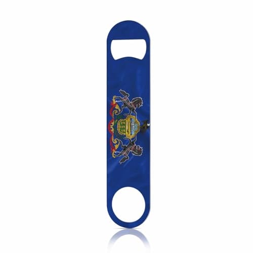 TASDANA Pennsylvania Flag Stainless Bottle Opener America Horse and Eagle Country Symbol Insignia Flag Blue Flat Beer Bottle Opener Keychain for Home Kitchen Bar Restaurant Party Birthday Gift
