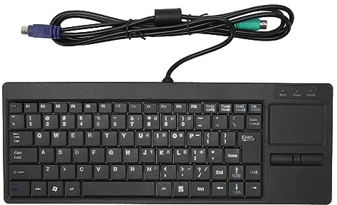 Mini Wired Keyboard, Industrial Keyboard Touchpad Wired Connection, X Scissor Foot Plug and Play IPC Keyboard for Industry Control (PS2 Interface Without HUB Function)