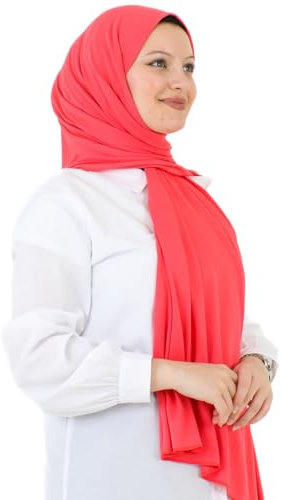 Prien Hijab Kopftuch Für Damen, Frauen Schal Kleider, Modern Kopftücher Weicher Jersey, Muslim Kleid Türkisch Premium Gebetskopftuch, Umrah Geschenk, Hijab Set (Brink Pink)
