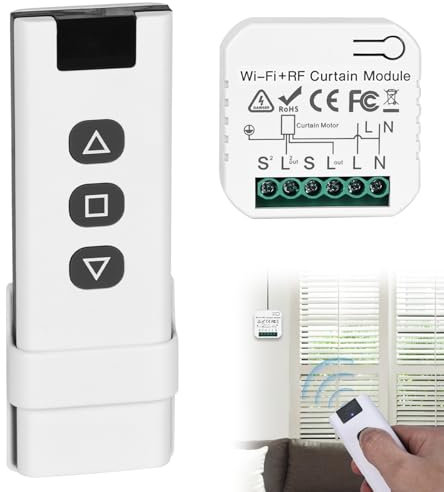 Kit di controllo radio per tapparelle, smart modulo per tapparelle, persiane e tende da sole, relè modulo interruttore radio composto da telecomando RF + modulo ricevitore + controllo vocale