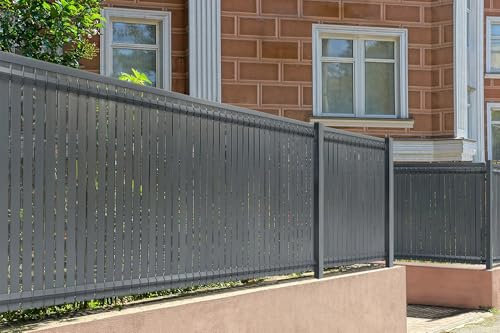 CASANOOV – Kit de lamelles occultantes PVC rigide CINTO L.4m x H.100cm – Gris anthracite RAL7016 – 76 clips inclus – Brise-vue robuste pour clôture rigide – Installation facile et protection anti-UV