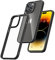 OitiYaa Designed for iPhone 14 Pro Max Case 6.7 inch, Metal Buttons and Camera Ring 360° Shockproof Drop Protection Matte Silicone Bumper Slim Clear Hard Phone Cover, Never Yellowing,Black