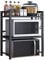TOTEBOX 3 Tiers Expandable Microwave Oven Rack with 6 Hooks, Microwave Shelf Stand for Kitchen, Carbon Steel Kitchen Shelf Countertop Storage Organiser for Pots Pans Rice Cooker Black