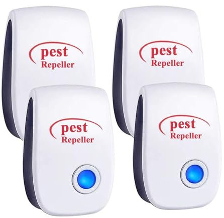 Répulsif Ultrason Anti-Rongeurs Insectes, Contre Les Insectes & Intérieur Répulsif Électronique Anti Souris, Moustiques, Cafards, Rats, Fourmis, Araignées (4 Pack)