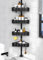 Kegii Modern Black Shower Caddy - Black Shower Corner Caddy with 4 Shelves & 4 Hooks, Telescopic Bathroom Shelf