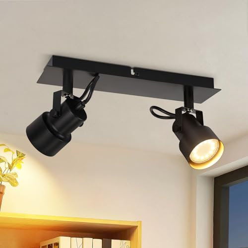 CBJKTX Faretto da soffitto 2 luce faretti orientabili neri - Vintage orientabile lampada da soffitto GU10 faretti lampada da cucina per soggiorno camera da letto cucina corridoio (senza lampadine)