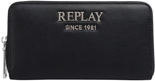 Replay Damen Portemonnaie mit Reißverschluss, Black 0098 (Schwarz), Einheitsgröße