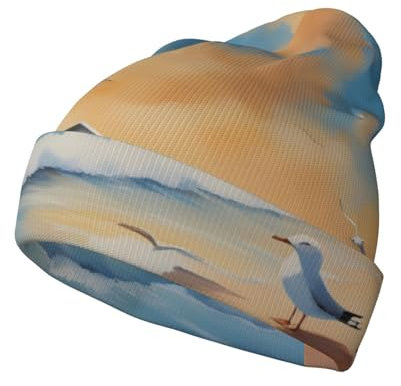 WBQLSL Airborne Möwen Warme Lose Strickmütze Unisex Stretch Beanie Winter Outdoor Sport Reise Mode Warm Herren Skimütze Schwarz