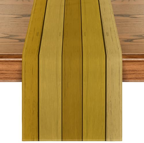 Artoid Mode Gelb Planken Antik Alt Rustikal Holz Sommer Tischläufer, Saisonnal Küche Tisch Dekoration Drinnen Urlaub Party Dekor 40x140 cm