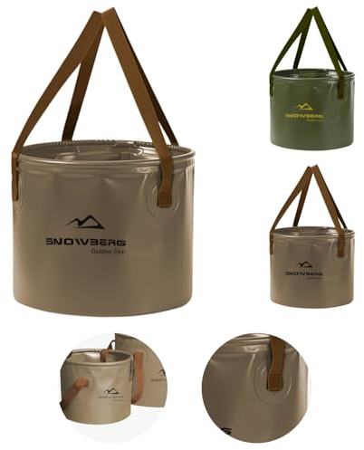 FairyPeach Cubo Multifuncional PortáTil Plegable para Agua 10L/20L,Cubo Plegable con Asa,Cuenca Plegable,para Acampar y Viajar,como Lavaplatos, Balde de Pesca,Lavandería, Fregadero (Caqui, L)