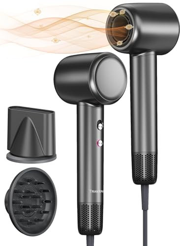 TRANXPHIT Secador de Pelo Profesional, Motor Sin Escobillas 160.000 RPM, Tecnología Iónica 500M, Boquilla y Difusor Magnético, Control Inteligente Temperatura, Silencioso para Peluquería Hogar y Viaje