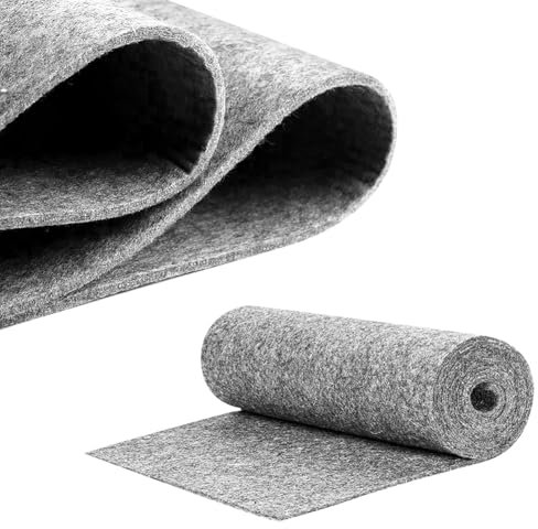 DIY Filz stoff 40cm x 250cm - 3mm Stärke Bastelfilz in Einzelfarben – Filzstoff meterware Für Autoteppiche, Weihnachtsmärkte & Riesenprojekte,filzmatte-Hellgrau