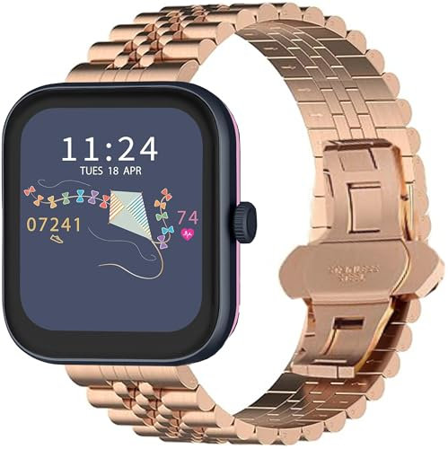 Blueshaweu for RADLEY Series Smartwatch 18mm 20mm 22mm Solid Stainless Steel Heavy Band with Butterfly Folding Clasp Link Bracelet Compatible for RADLEY Series 32/20/19/46/10 Watch (Rose Gold, 20mm)