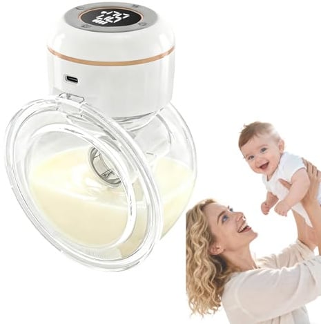Tire Lait Electrique Main Libre, Tire Lait Main Libre avec 4 Modes & 12 Niveaux, Tire-lait Mains Libres Avec Batterie à Longue Durée et écran LED, Forte Aspiration, Portable, Sans BPA, Poids léger