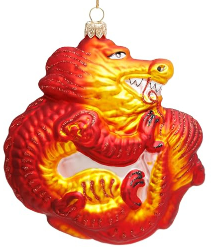 SIKORA Chinesischer Drache besondere Weihnachtskugel Glas Weihnachtsmann Christbaumschmuck Deko Figur Weihnachten Anhänger Ornament - Premium Line - BS843
