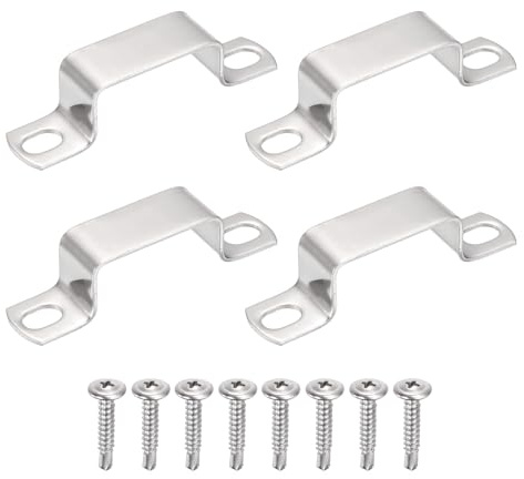 sourcing map 4 morsetti per tubi quadrati a forma di U, 40 x 20 mm, staffa a forma di U, in acciaio inossidabile 304, morsetto per cinghia quadrata con testa a croce, viti autoperforanti per tubi