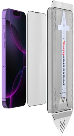 Protectorking 1x 9H Panzerhartglas für iPhone 16 Pro Max matt Anti-Reflex Staubfreie Installation echtes Tempered Glass Schutzglas Displayschutz Schutzfolie Screen-Protector