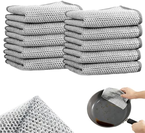 Spültuch Edelstahl 10 Stück – doppellagige Reinigungstücher für Küche Bad Haushalt – stark & wiederverwendbar – kratzfrei für Glas Metall Keramik – hygienisch langlebig umweltfreundlich