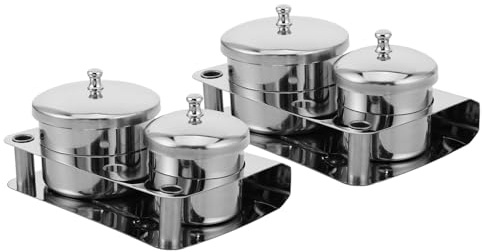 Plato Dappen de Acero Inoxidable 2 Piezas, a Prueba de Derrames | Monómero y Polvo Acrílico, Organización de Uñas en Salón o Casa, Separa Líquidos y Polvos