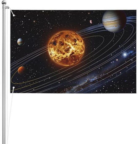 Weltraum Galaxie Sonnensystem druckt dreischichtige doppelseitige Flagge 90 x 60 cm Banner mit Ösen für Außen- und Innendekorationen, Gartenstraßenparty und Feiern