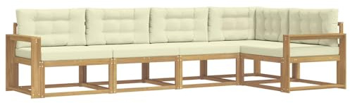 vidaXL Outdoor-Sofagarnitur mit Kissen 4 pcs Weiß und Creme Polyester, Moderne Terrasse, langlebige Outdoor-Möbel, wetterfeste Lounge, gemütliches Sofa, vielseitige Pool-Couch