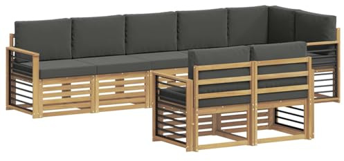 vidaXL Outdoor-Sofagarnitur 8 pcs Weiß und Anthrazit, Garten-Sofa, modernes Sitzmöbel für draußen, gemütliche Lounge, Terrassenset, stylisches Design