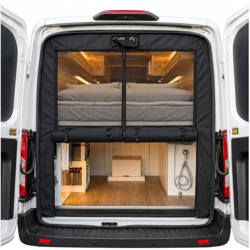 TDHLW Moustiquaire de Porte ArrièRe pour Camping-Car avec Rideau D'Intimité, Moustiquaire MagnéTique pour Porte ArrièRe de Camping-Car pour Le Camping, La Vie en Van