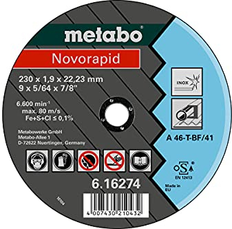 Metabo Novorapid Trennscheibe 230 x 1,9 x 22,23 Inox, TF 41 – 616274000 – Für die Metallbearbeitung