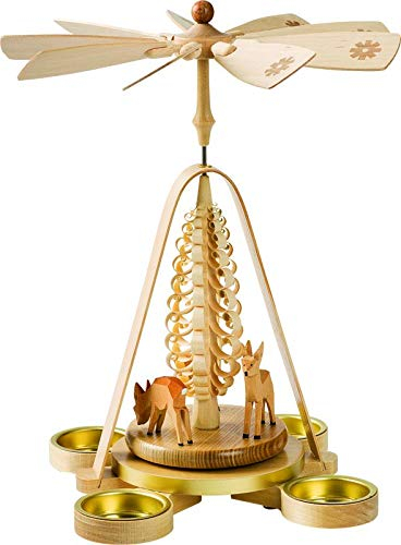 Weihnachtspyramide Erzgebirge Richard Glässer Seiffen Pyramide Rehe für Teelichte, 16682