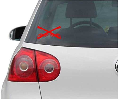 INDIGOS UG Aufkleber - Autoaufkleber - JDM - Die Cut - US Army Cavalry Crossed Sabers Decal Window Sticker - rot - 149mm x78mm