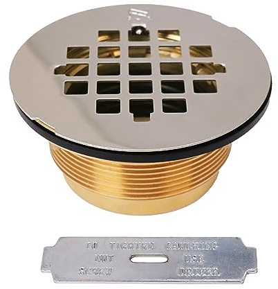 westbrass D206B Messing Körper Kompression Duschrinne mit Raster Polierts Nickel