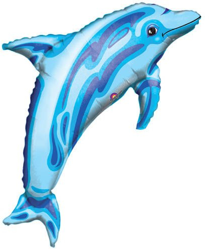 PARTY DISCOUNT Folienballon Blauer Delfin, ca. 84x56cm