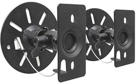 Drall 2 Supports universels pour Haut-parleurs et Enceintes acoustiques pivotants et inclinables Poids jusqu'à 15 kg Montage au Plafond et au Mur - Noir Modèle : BS9B